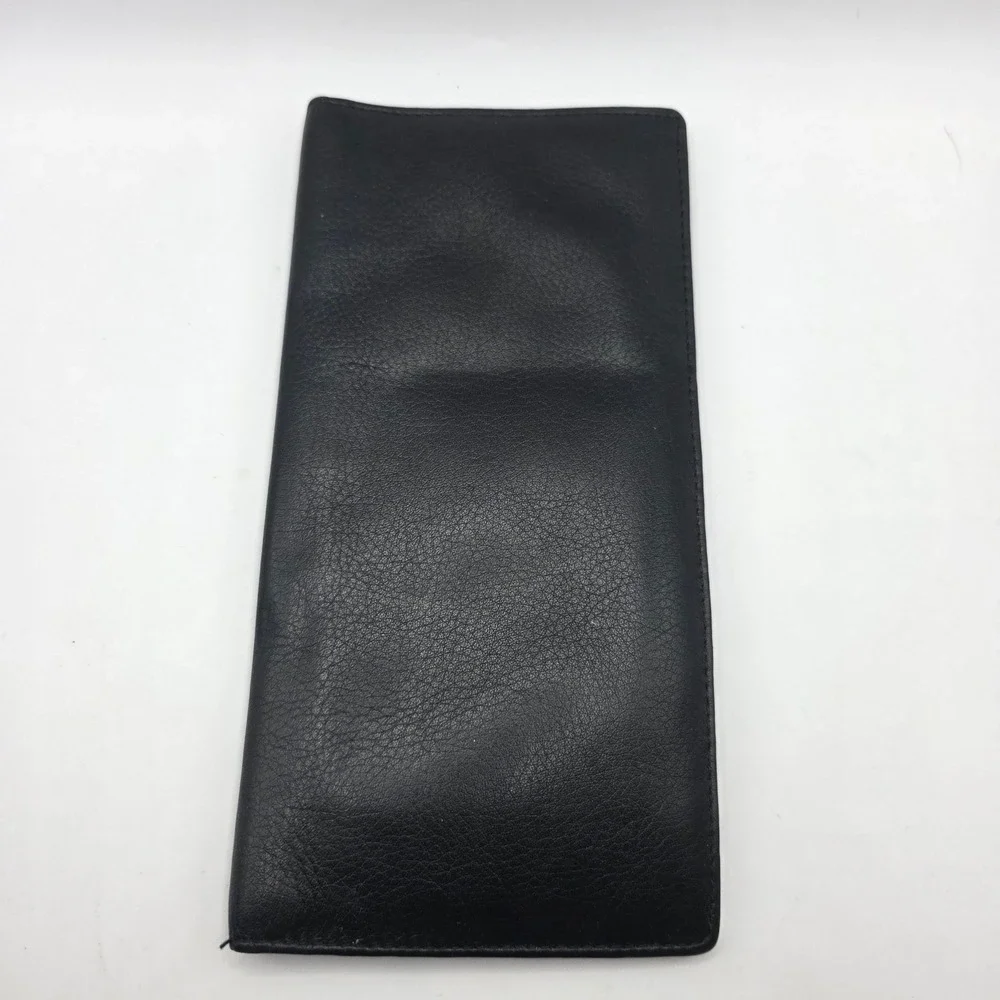 Mens Black Leather Long Secretary Wallet Slim Bifold Card Holder Organizer